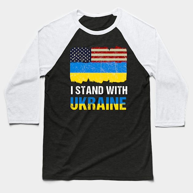 I Stand With Ukraine Ukrainian Flag Support Ukraine Baseball T-Shirt by snnt